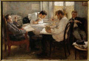 Na véspera do exame ... (pintura sobre tela) de Leonid Osipovic Pasternak