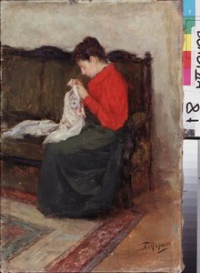 No trabalho. Pintura por Leonid Osipovich Pasternak (1862-1945), óleo sobre tela. Arte russa do século XIX-20, arte moderna. Galeria Regional de Arte, Vologda (Rússia). de Leonid Osipovic Pasternak