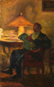 Leo Tolstoy com um jornal