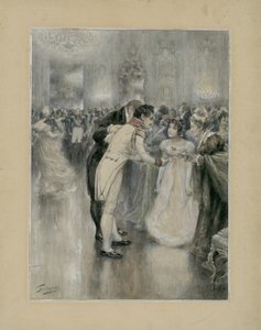 Natasha em sua primeira bola. Ilustração para o romance Guerra e Paz de Leo Tolstoy, 1893. de Leonid Osipovich Pasternak