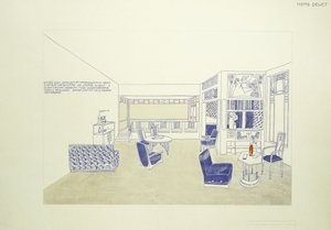 A Design for a Room, c.1901 (cor litografia) de Leopold (after) Bauer