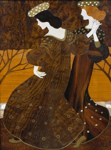 Cómoda, ca. 1908, de Leopold Bauer (1872-1938), nogueira, latão e madrepérola, Detalhe, Áustria, século XX de Leopold Bauer