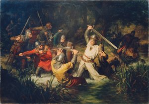 Rodolfo de Habsburgo em perigo mortal, 1872. de Leopold Edler von Löffler Radymno