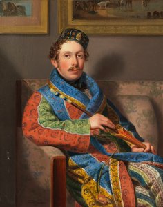 Jovem cavalheiro em um vestido de fumar, 1830.
