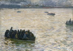 Trabalhadores de estaleiro retornando para casa no Elba, 1894
