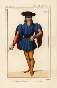 Jean VIII de Harcourt, cavaleiro francês, conde de Aumale e Mortain de Leopold Massard