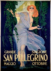 Cartaz publicitário para a cidade termal de San Pellegrino, Itália
