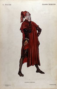 Traje para o personagem de Gianni Schicchi da ópera "Il trittico" (O tríptico) de Giacomo Puccini (1858-1924) - 1919 de Leopoldo Metlicovitz