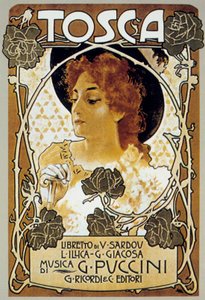 Capa de Leopoldo Metlicovitz da partitura da ópera Tosca de Giacomo Puccini