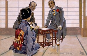 Postal criado para a estreia de "Madame Butterfly", em Brescia de Leopoldo Metlicovitz