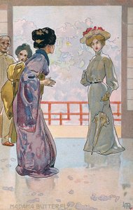 Postal criado para a estreia de "Madame Butterfly", em Brescia de Leopoldo Metlicovitz