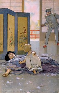 Postal criado para a estreia de "Madame Butterfly", em Brescia de Leopoldo Metlicovitz