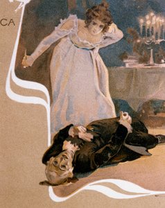 Postal ilustrado por Leopoldo Metlicovitz (1868-1944) com cenas de Tosca, ópera de Giacomo Puccini (1858-1924) de Leopoldo Metlicovitz