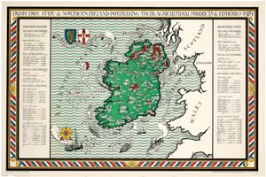 Um mapa do Estado Livre Irlandês e da Irlanda do Norte