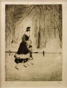 Senhora com criança no Tiergarten de Lesser Ury