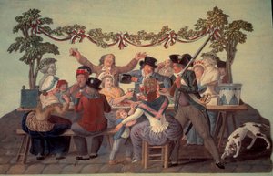 Revolução Francesa de 1789: "A Refeição Republicana". Gouache des freres Lesueur (século XVIII) de Lesueur Brothers