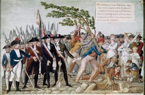 Plantar a árvore da liberdade. Gravura dos irmãos Lesueur (século XVIII). Paris, Musee Carnavalet. de Lesueur Brothers