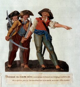 Representação de Mathieu Jouve Jourdan dit Jourdan Coupe-Tete (1749-1794), um cruel revolucionário que se tornou famoso após os massacres do Glaciere em Avignon, em outubro de 1791. Gouache des freres Lesueur (século XVIII) de Lesueur Brothers
