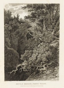 Ponte do Diabo, Norte do País de Gales (gravura) de Letitia Byrne