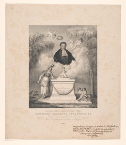 Retrato de Sibrandus Stratingh Dedicado à memória do falecido Sr. Sibrandus Stratingh, E.Z. (título no objeto) de Levi Michiel Bendix