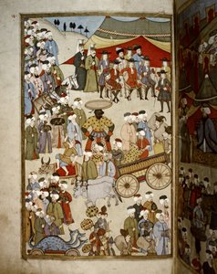 Império OTTOMANO: O Bazar de Istambul, c.1720 (miniatura) de Levni Levni