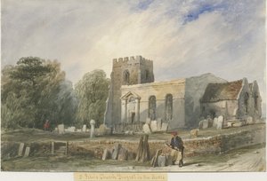 Draycott na Igreja dos Mouros: pintura em cores de água, séc. de Lewis John Wood