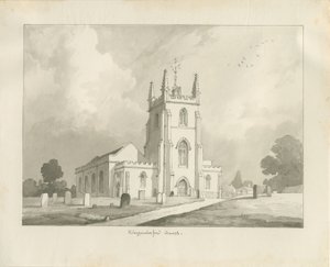 Igreja de Kingswinford: desenho em sépia, 1837 de Lewis John Wood
