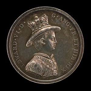 Edward VI, 1537-1553, Rei da Inglaterra 1547 Medalha para a Escola do Hospital de Cristo, Fundada em 1552 de Lewis Pingo