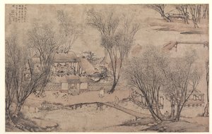 Dia de ano novo em uma vila no lago de pedra, 1609. de Li Shida