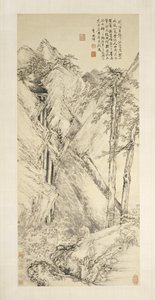 paisagem após jin GH AO e guan tong, de 1690-1770. de Li Shizhuo