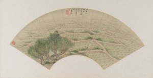 Arrozais com garças, dinastia Qing, 1741 (tinta e cor sobre papel)