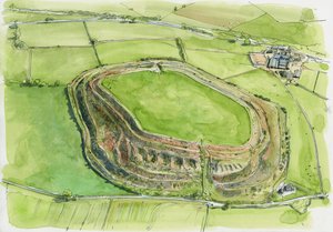 Old Oswestry (aguarela sobre papel) de Liam Wales
