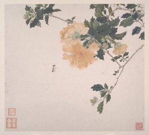 Insectos e flores, datado de 1865 (álbum de oito folhas; tinta e cor sobre papel) de Lian Ju