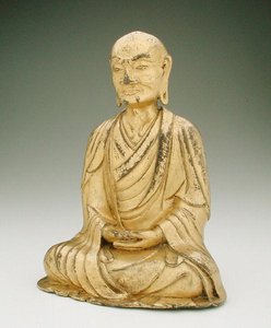Figura de um lohan sentado (bronze dourado) de Liao Dynasty Chinese School