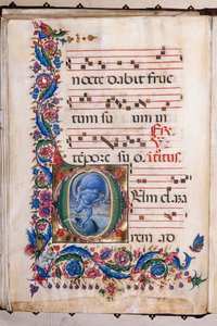 Biblioteca Piccolomini: livro coral, cód. 20.5, ss. 36v com “Aeolus”, de Liberale da Verona (cerca de 1445 - 1527/9).