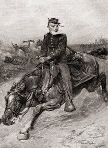 Um cavaleiro de expedição durante a Guerra Civil Americana, da Revista The Century, publicada em 1887 (gravura) de Unbekannt Unbekannt