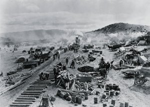 Construção de uma linha ferroviária nos territórios ocidentais, EUA de Unbekannt Unbekannt