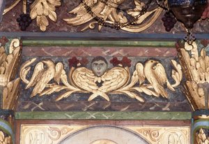Decoração, detalhe da iconostasia na igreja bizantina de São Jorge, Anidri, Creta, Grécia (foto) de Unbekannt Unbekannt