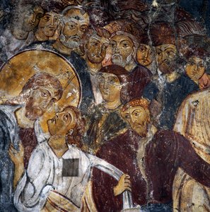 Jesus e os Apóstolos, afrescos dentro do mosteiro de Panagia Antifonitria, Myriokefala, Creta, Grécia (foto) de Unbekannt Unbekannt