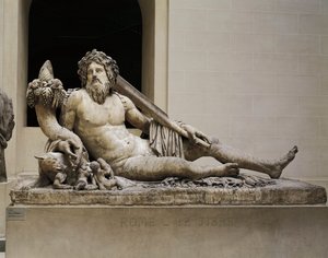 Estátua em mármore representando o Rio Tiber, Templo de Ísis e Serapis, de Roma de Unbekannt Unbekannt