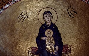 Mosaico da Virgem Maria de dentro do Mosteiro de Hosios Loukas, Grécia, fundado no início do século X. de Unbekannt Unbekannt