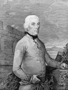 Retrato de Michael Friedrich von Melas (1729-1806), Marechal de Campo nascido na Transilvânia para o Império Austríaco durante as Guerras Napoleónicas, gravura de Unbekannt Unbekannt