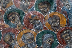 Santos, afresco no teto da igreja de Agia Paraskevi, Anisaraki, Creta, Grécia (foto) de Unbekannt Unbekannt