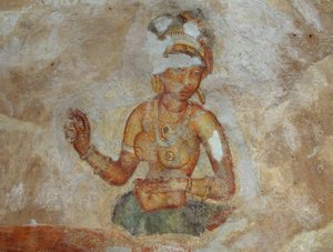 Sri Lanka, Fresco das meninas no complexo arqueológico de Sigiriya (Lista do Patrimônio Mundial da UNESCO de Unbekannt Unbekannt