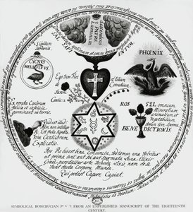 Símbolos dos Rosacruzes, desenho do manuscrito do século XVIII, França de Unbekannt Unbekannt