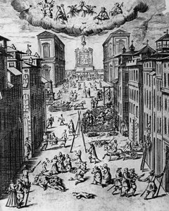A peste em Milão em 1630, gravura, Itália de Unbekannt Unbekannt