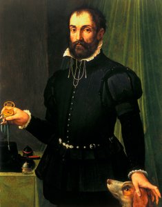 Relógios, Pulso, Retrato Analógico de um homem segurando um relógio, c 1558 de Unbekannt Unbekannt