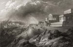 A New Royal High School, em Edimburgo, de "Vistas selecionadas de algumas das principais cidades da Europa, gravada por E. Goodall, publicada em Londres, 1832 de Lieutenant Colonel Batty