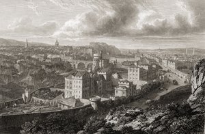 Vista de Calton Hill, Edimburgo, de &39;Selecionar vistas das principais cidades da Europa, gravadas por George Cooke, publicado em Londres, 1832 de Lieutenant Colonel Batty