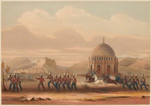 A tempestade de Khelat. A tomar as alturas. 13 de novembro de 1839 (cor litho)